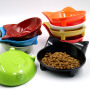 High Quality Anti-skid pet supplies cat type color melamine plastic pet food bowl Cute cat ears cat bowl