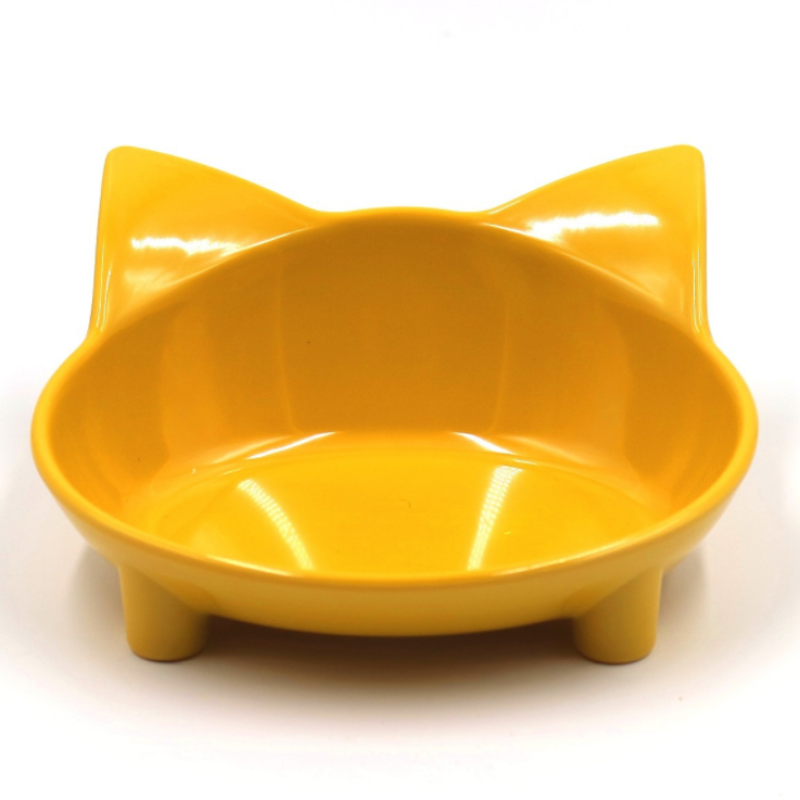 High Quality Anti-skid pet supplies cat type color melamine plastic pet food bowl Cute cat ears cat bowl