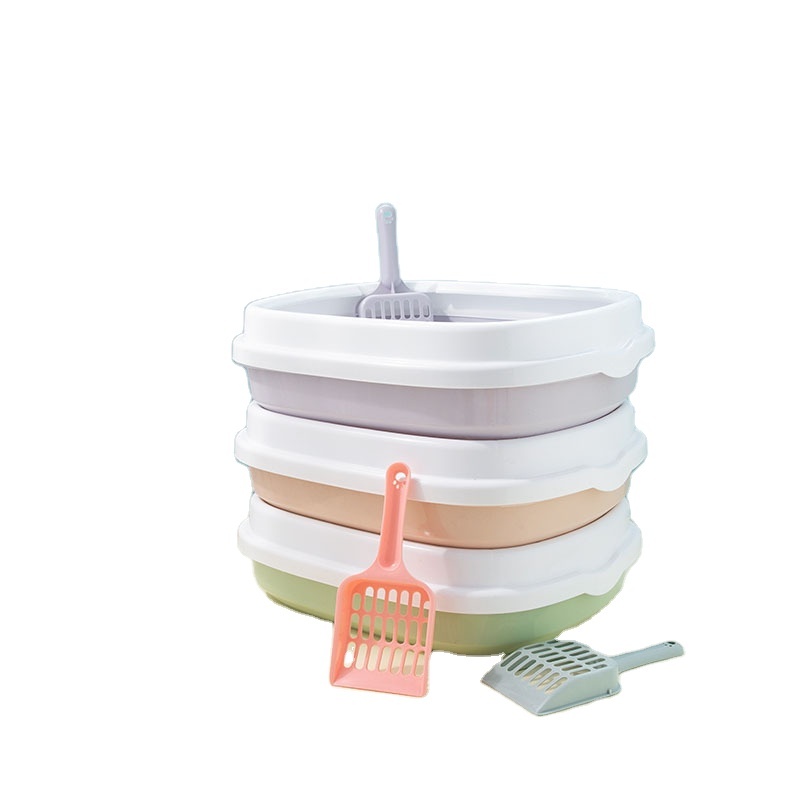 Wholesale China Manufacturer Semi Enclosed Pet Shit Basin Cat Litter Tray Toilet High Quality Cat Litter Box Cat Sand Box