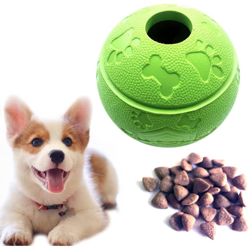Dog Treat Toy Ball Rubber Food, Interactive Fun Play Outdoor and home Chew leaning Teeth