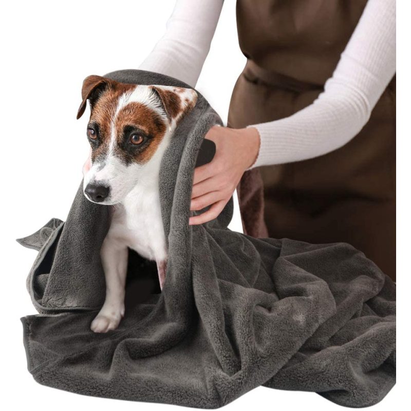 Dog Towel uper Soft Dog Drying Towel Ultra Absorbent Dog Bath Towel with Embroidered Paw Print