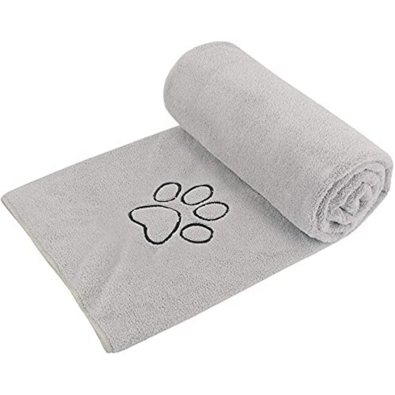 Dog Towel uper Soft Dog Drying Towel Ultra Absorbent Dog Bath Towel with Embroidered Paw Print
