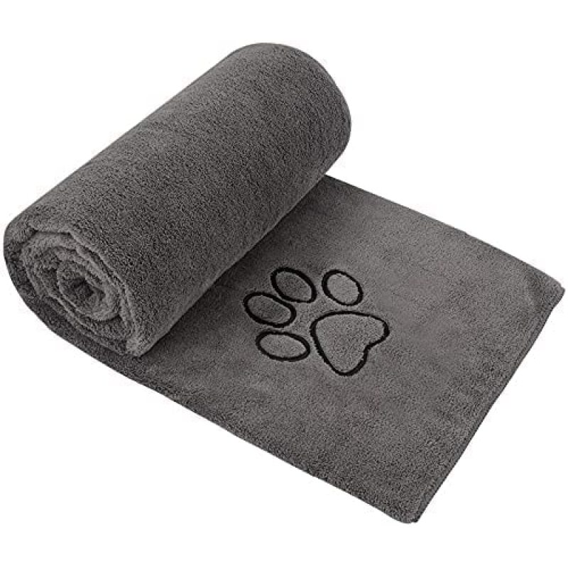 Dog Towel uper Soft Dog Drying Towel Ultra Absorbent Dog Bath Towel with Embroidered Paw Print
