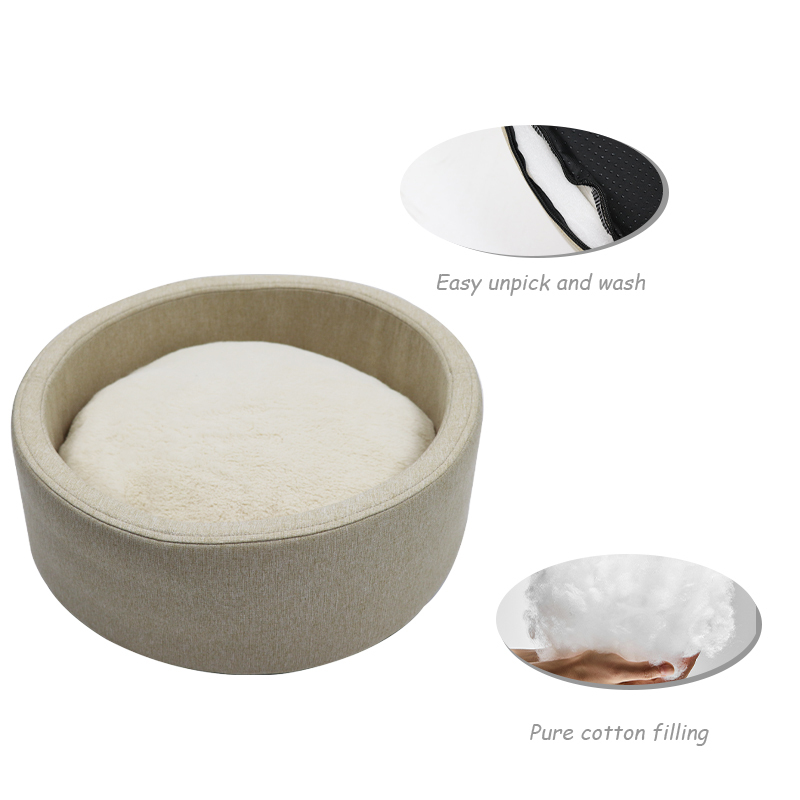 Round Donut Cat and Dog Cushion Bed for Indoor Cats