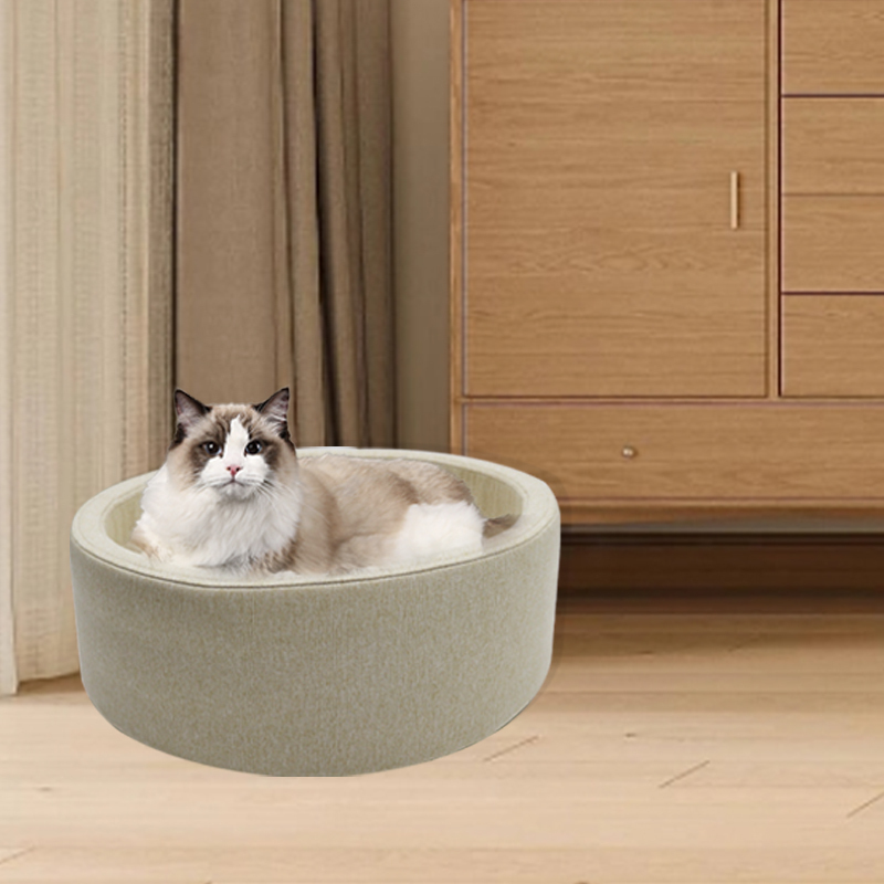 Round Donut Cat and Dog Cushion Bed for Indoor Cats