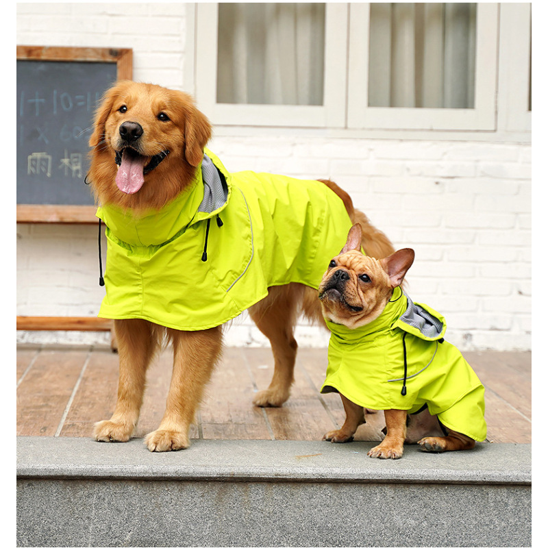 Waterproof Reflective Dog Raincoat Adjustable Pet Jacket Lightweight Dog Hooded Poncho for Small to Large Dogs