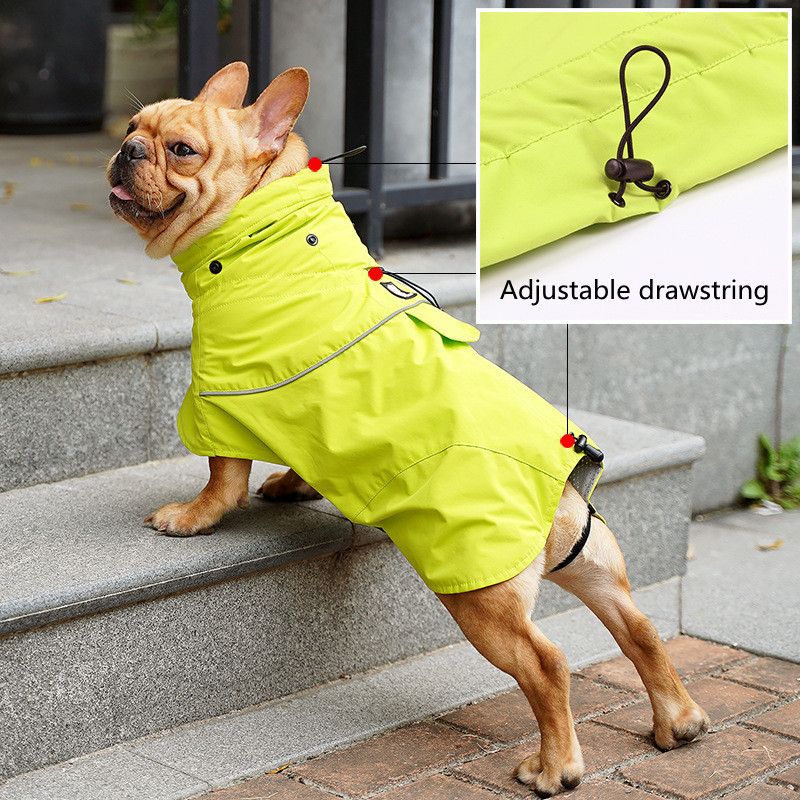 Waterproof Reflective Dog Raincoat Adjustable Pet Jacket Lightweight Dog Hooded Poncho for Small to Large Dogs