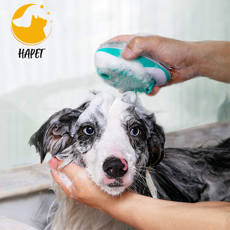 Silicone Paws Dog Bath Brush Brush for Dogs Massage Dog Shower Brush with Shampoo Dispenser