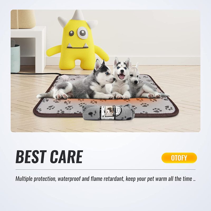 Pet Heating Pad for Dog Cat Heat Mat Indoor Electric Waterproof Dog Heated Pad with Chew Resistant Cord, Pet Blanket Warmer