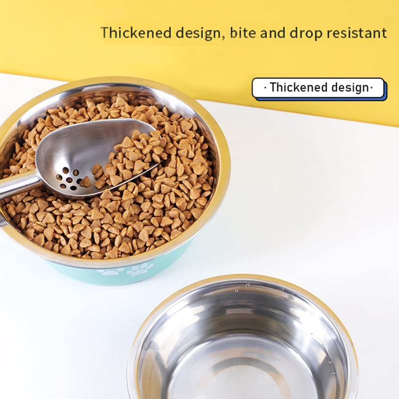 Non-Slip Silicone Sole Dogs Feeding Bowls Stainless Steel Pet Feeder