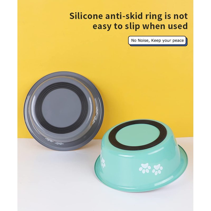 Non-Slip Silicone Sole Dogs Feeding Bowls Stainless Steel Pet Feeder