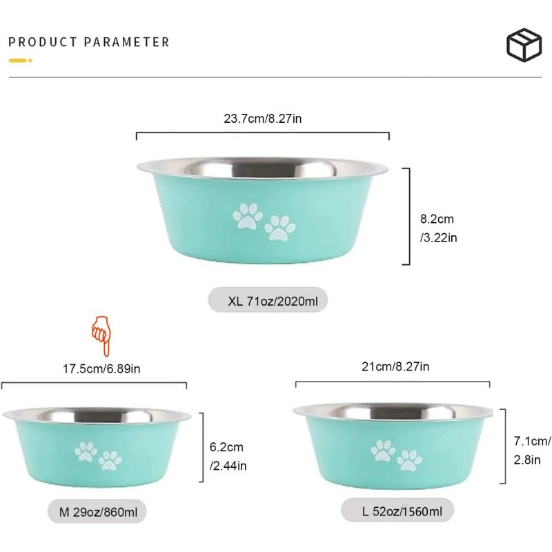 Non-Slip Silicone Sole Dogs Feeding Bowls Stainless Steel Pet Feeder