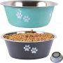 Non-Slip Silicone Sole Dogs Feeding Bowls Stainless Steel Pet Feeder