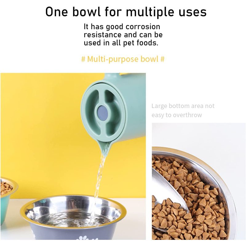 Non-Slip Silicone Sole Dogs Feeding Bowls Stainless Steel Pet Feeder