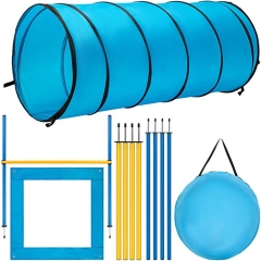 Wholesale Dog Agility Equipment Pet Obstacle Training Course Kit With Tunnel Adjustable Hurdles Poles Carry Bag