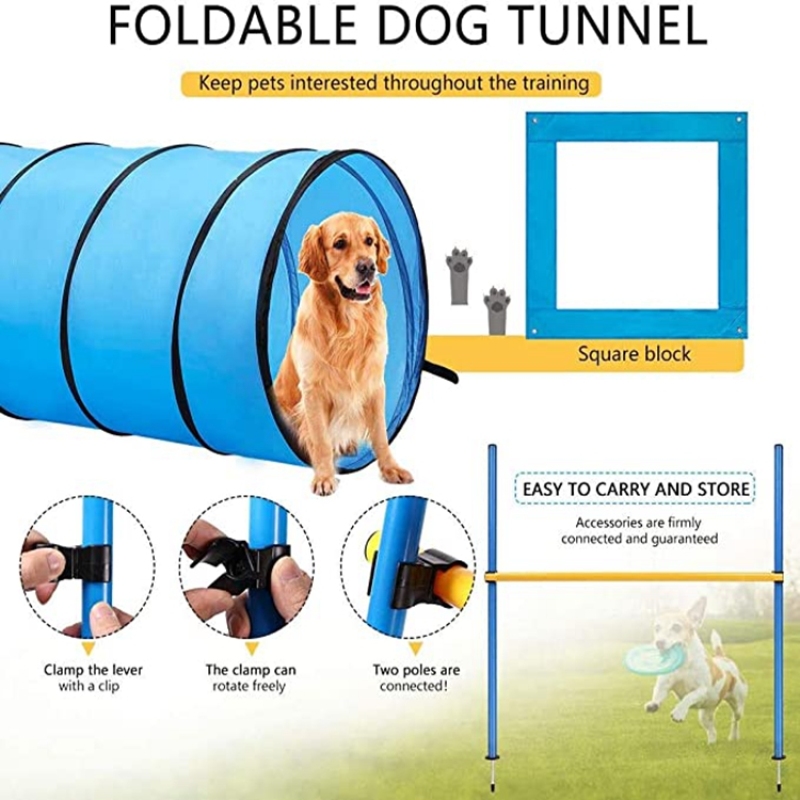 Wholesale Dog Agility Equipment Pet Obstacle Training Course Kit With Tunnel Adjustable Hurdles Poles Carry Bag