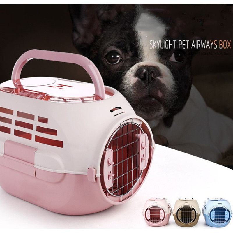 Manufacture plastic pet carrier cage cat transport box portable pet cage