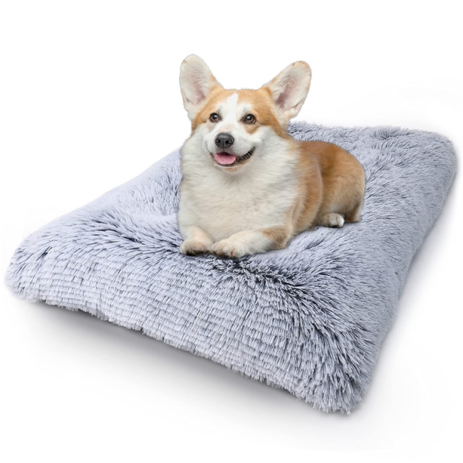 Wholesale Custom Washable Anti-Slip Dog Bed Crate Mat Deluxe Plush Soft Sleeping Anti Anxiety Fluffy Kennel Pet Beds