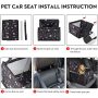 Dog Car Seat, Sturdy Reinforced Structure, Shortened Leash with Metal Snap Hook, Loops for Belt Waterproof