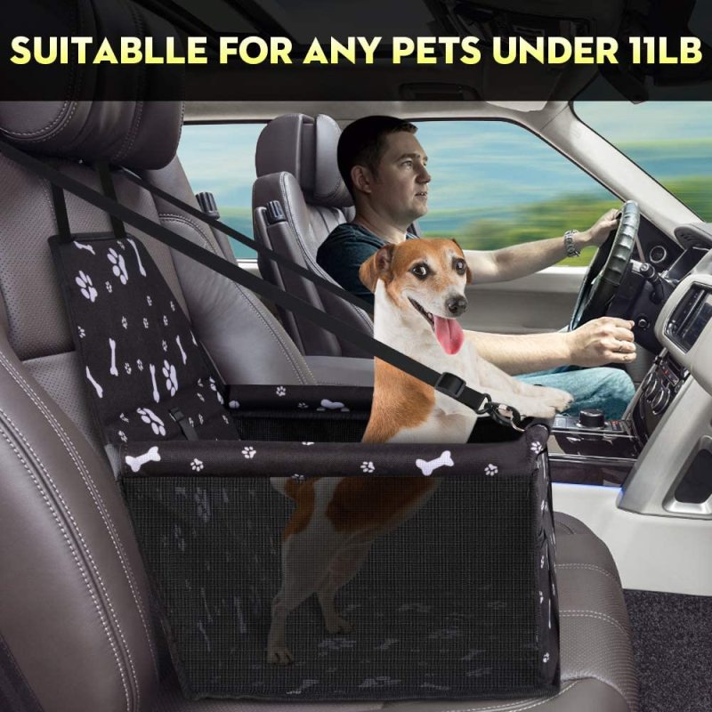 Dog Car Seat, Sturdy Reinforced Structure, Shortened Leash with Metal Snap Hook, Loops for Belt Waterproof
