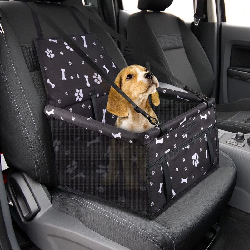 Dog Car Seat, Sturdy Reinforced Structure, Shortened Leash with Metal Snap Hook, Loops for Belt Waterproof