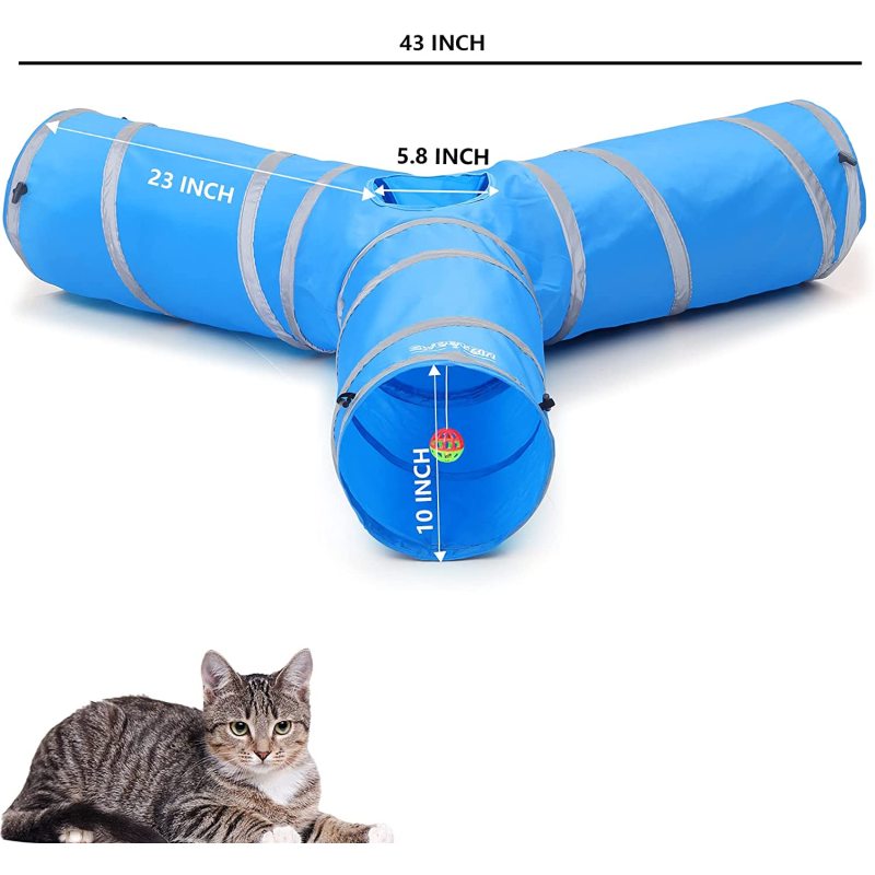 Reflective Tape Tunnel Cat Collapsible Tube Longer Pet Toy for Puppy Kitten
