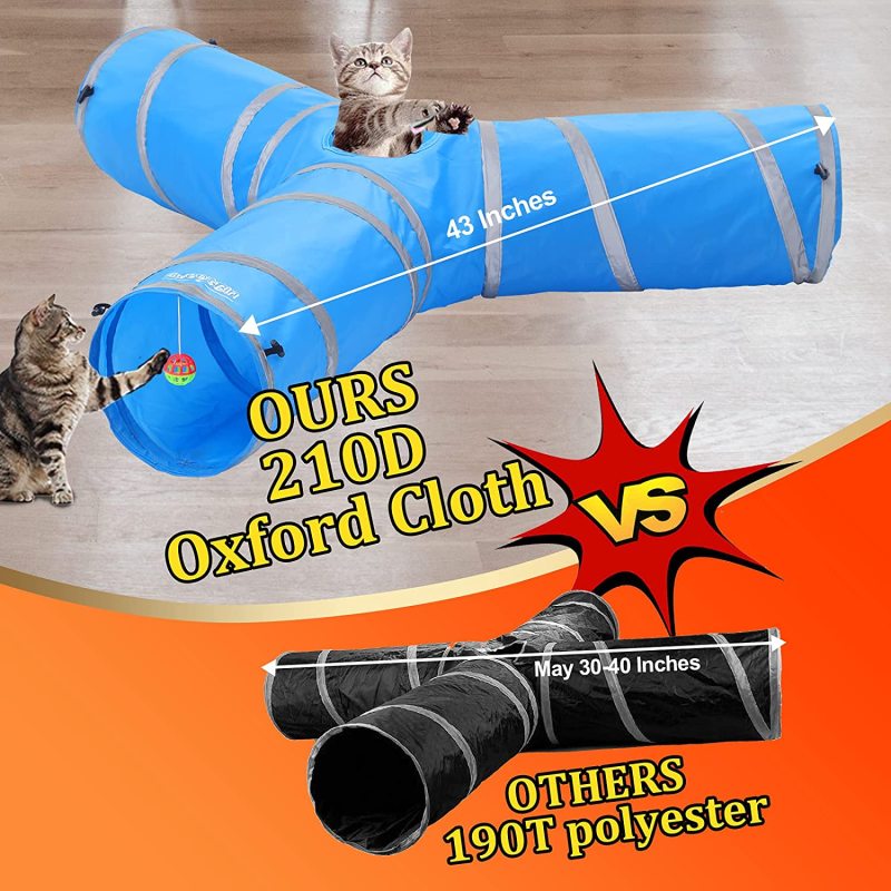 Reflective Tape Tunnel Cat Collapsible Tube Longer Pet Toy for Puppy Kitten