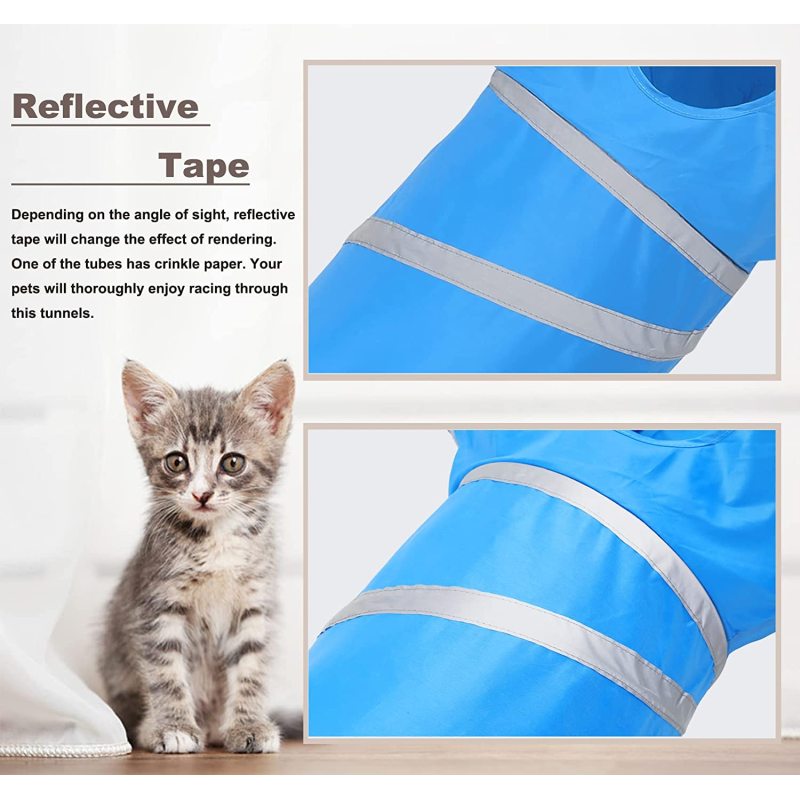 Reflective Tape Tunnel Cat Collapsible Tube Longer Pet Toy for Puppy Kitten