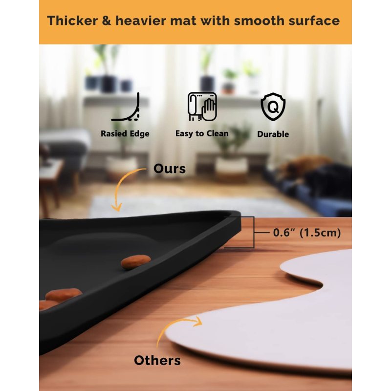 Non Slip Strong Suction Dog Food Feeding Mat for Floors Waterproof Cats and Dogs Food Place mat Tray