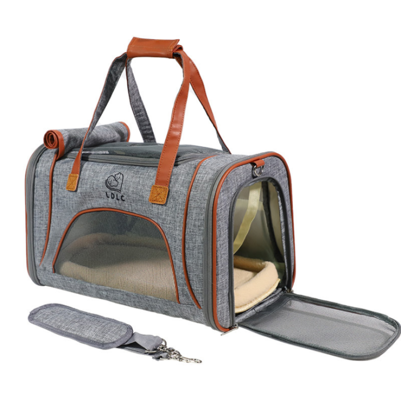 Airline Approved Portable Pet Carrier 2 Sides Expandable Soft-Sided Large Cats Carrier Collapsible Kennel Travel Carrier