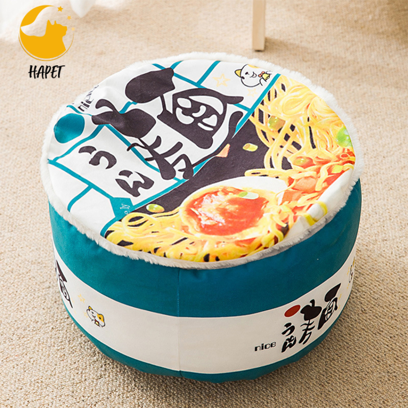 Cute Instant Noodle Pet House Kennel Super Large Warm Dog Cat Nest Beds Cushion Udon Cup Noodle Pet Bed Removable Easy Cleaning