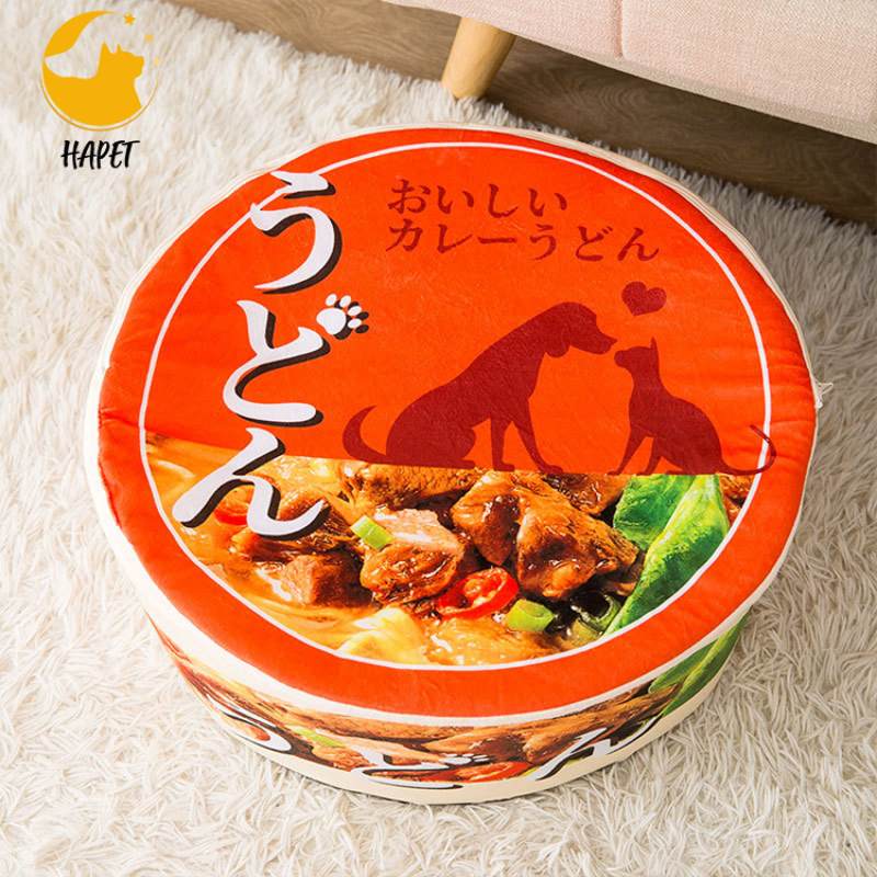 Cute Instant Noodle Pet House Kennel Super Large Warm Dog Cat Nest Beds Cushion Udon Cup Noodle Pet Bed Removable Easy Cleaning