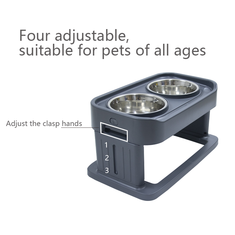 Elevated Dog Bowls Adjustable 4 Heights with 2 Stainless Steel Dogs Food Bowls Raised Dog Bowl