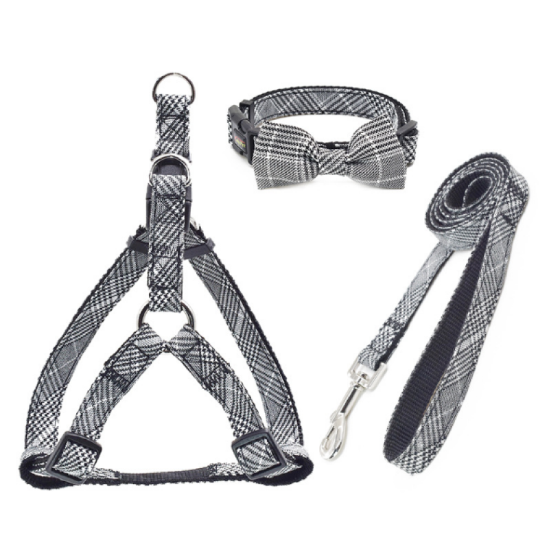 Dog Collar Harness and Leash Set  Comfort Padded Vest Harnesses Adjustable Cute Bow Collar for Puppies dogs