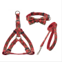 Dog Collar Harness and Leash Set  Comfort Padded Vest Harnesses Adjustable Cute Bow Collar for Puppies dogs