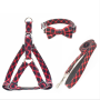 Dog Collar Harness and Leash Set  Comfort Padded Vest Harnesses Adjustable Cute Bow Collar for Puppies dogs