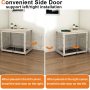 Wooden Dog Crate Furniture with Divider Panel, Dog Crate End Table with Fixable Slide Tray, Double Doors Dog Kennel Indoor Furni