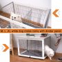 Wooden Dog Crate Furniture with Divider Panel, Dog Crate End Table with Fixable Slide Tray, Double Doors Dog Kennel Indoor Furni