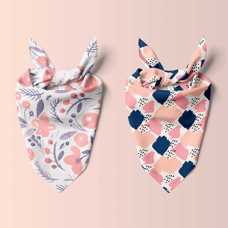 Dog Bandana - Picnic in Paris Set - Pink Dog Outfit with Floral & Watercolor Designs - Elegant Dog Accessories for Your Beloved