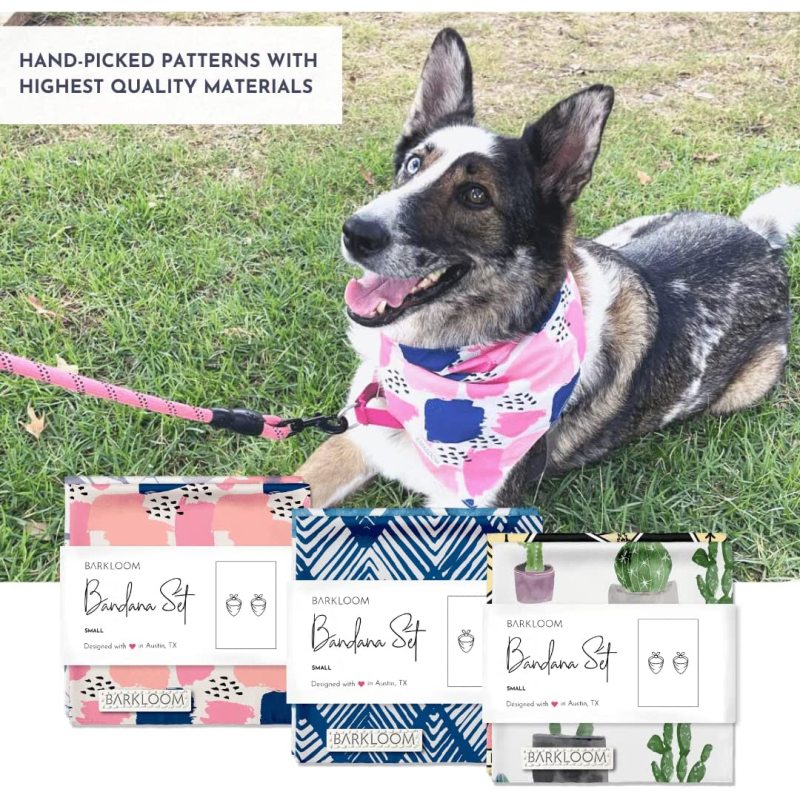 Dog Bandana - Picnic in Paris Set - Pink Dog Outfit with Floral & Watercolor Designs - Elegant Dog Accessories for Your Beloved