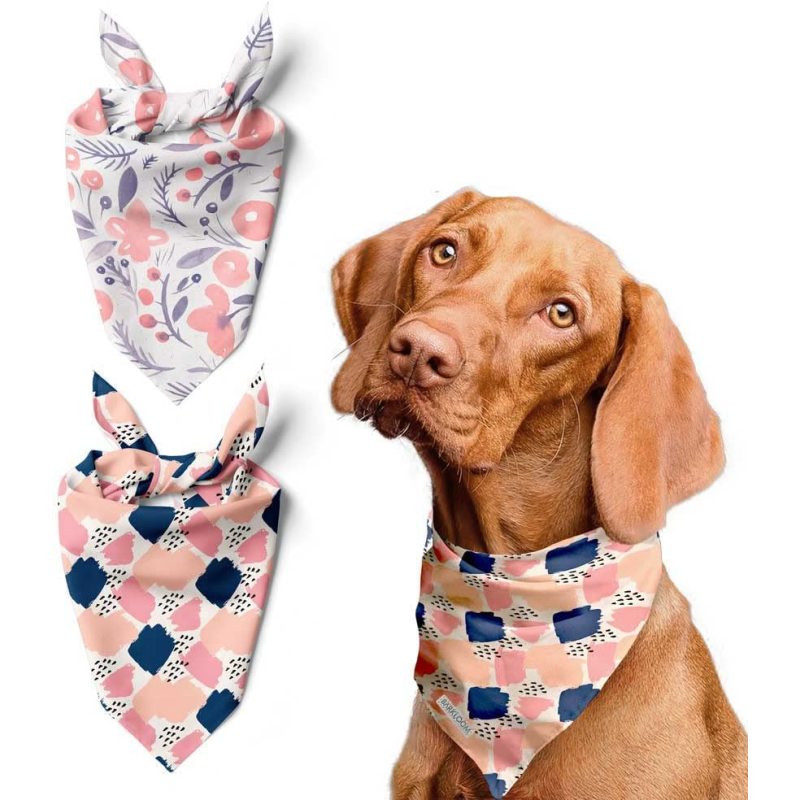 Dog Bandana - Picnic in Paris Set - Pink Dog Outfit with Floral & Watercolor Designs - Elegant Dog Accessories for Your Beloved