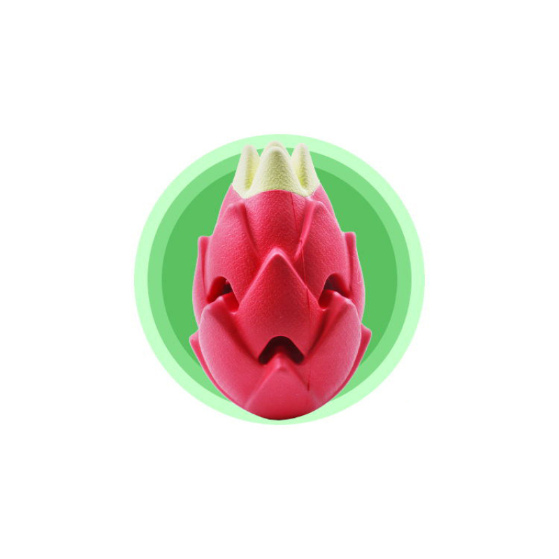 Dragon Fruit Shape Pet Iq Treat Ball Fun Interactive Food Dispensing Dog Rubber Chew Toy Rubber Tooth Cleaning Toy