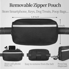 Zipper Pouch Dual Padded Handles Hands Free Dog Leash for Walking, Jogging and Running