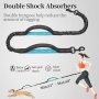 Zipper Pouch Dual Padded Handles Hands Free Dog Leash for Walking, Jogging and Running