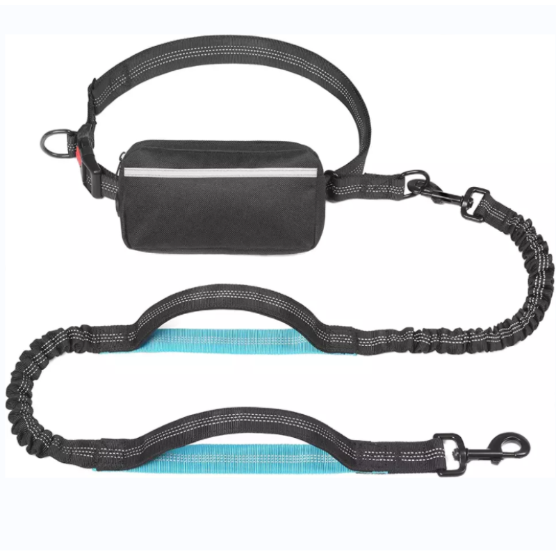 Zipper Pouch Dual Padded Handles Hands Free Dog Leash for Walking, Jogging and Running