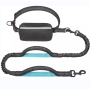 Zipper Pouch Dual Padded Handles Hands Free Dog Leash for Walking, Jogging and Running
