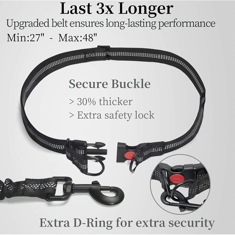 Zipper Pouch Dual Padded Handles Hands Free Dog Leash for Walking, Jogging and Running