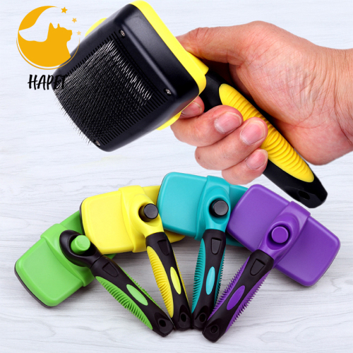Comb for Grooming Pet Haired Self Cleaning Slicker Brush for Dogs Dog Brush for Shedding Hair