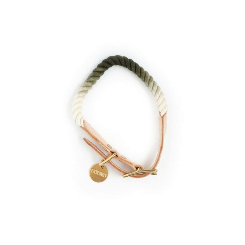 Cotton Rope Dog Collar, with Adjustable Soft Leather Strap
