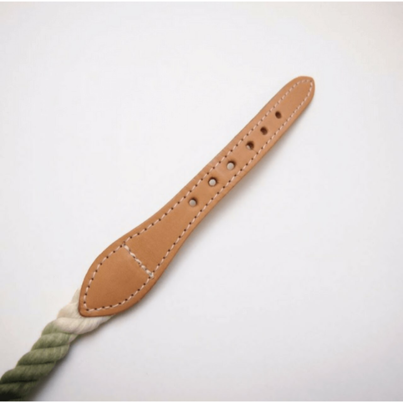Cotton Rope Dog Collar, with Adjustable Soft Leather Strap